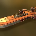 Detailed Retro Orange Sci Fi Spaceship With Streamlined Design And Engines 3d model