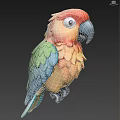 Colorful Parrot With Red Orange Green Blue Feathers Standing On Light Background