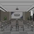 Modern Training Learning Meeting Room With Tables Chairs And Large Screen