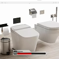 Sleek Modern White Toilet Design With Toilet Paper Holder And Waste Bin Accessories