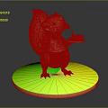 3D Skunk Character Model Standing On Brown Base Holding Plate With Food And Orange Apron