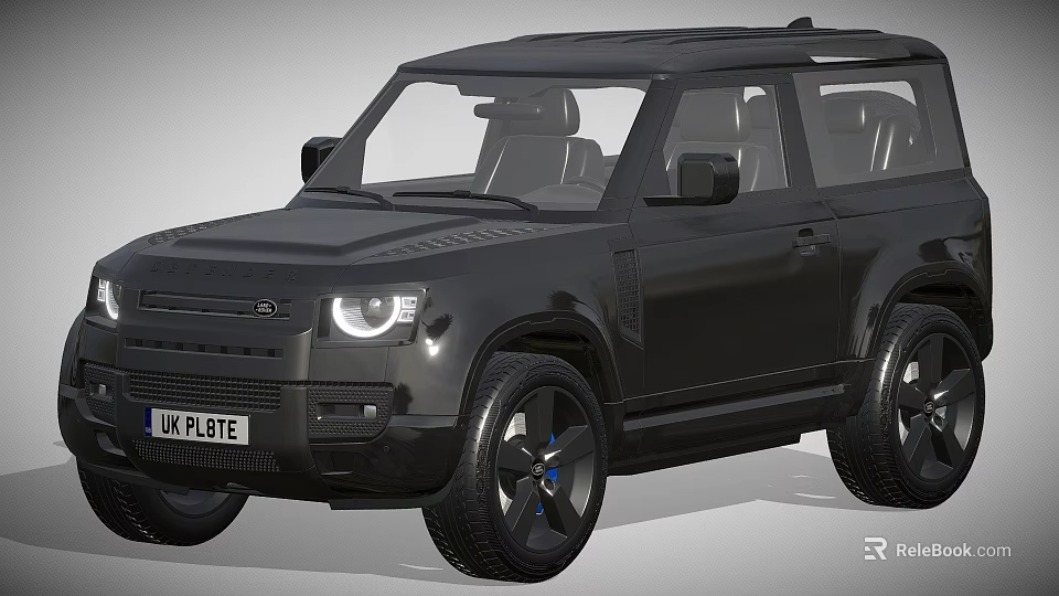 Black Land Rover Defender SUV With Rugged Exterior Design And Black Alloy Wheels 3d model 