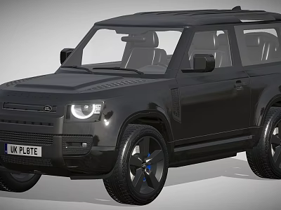 Black Land Rover Defender SUV With Rugged Exterior Design And Black Alloy Wheels 3d model