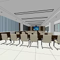 Modern Conference Room Interior Design With Long Table Chairs And Projection Screen