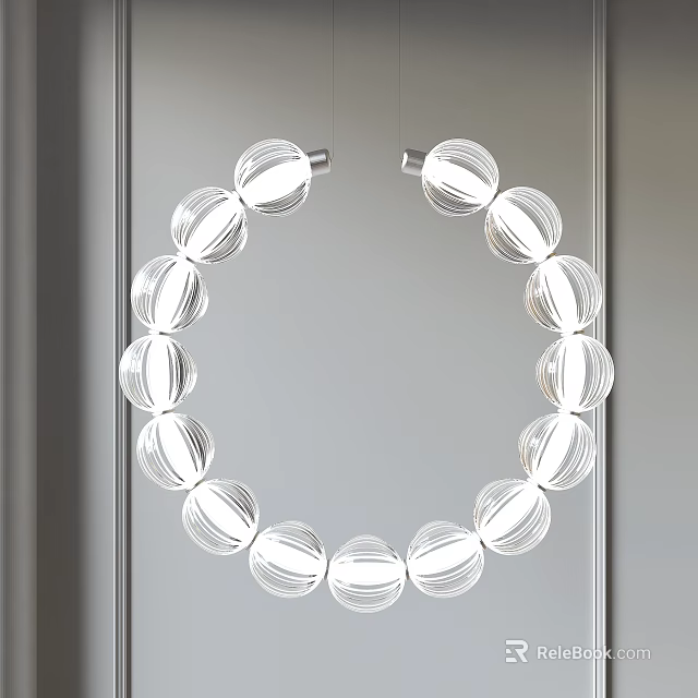 Modern Circular Chandelier with Transparent Spherical Glass Bulbs for Interior Decor 3d model 