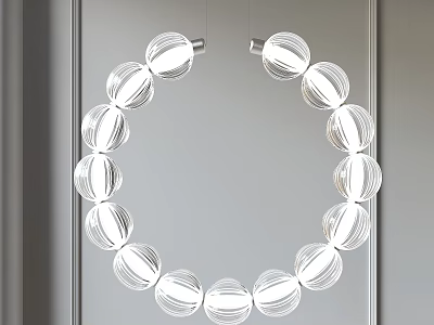 Modern Circular Chandelier with Transparent Spherical Glass Bulbs for Interior Decor 3d model