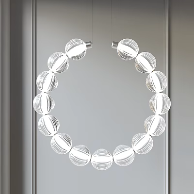 Modern Circular Chandelier with Transparent Spherical Glass Bulbs for Interior Decor 3d model