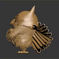 Golden Stylized Batman Figurine Featuring Bat Ears Muscular Torso And Flowing Cape