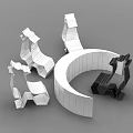 Black And White Animal Shaped Table Chair Set With Semicircular Structure Design