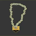 Fashionable Silver Chain Necklace With Yellow Pyramid Pendant And Eye Design
