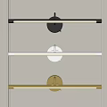 Abstract Painting Featuring Long Strip Elements in Black White Gold Tones on White Background