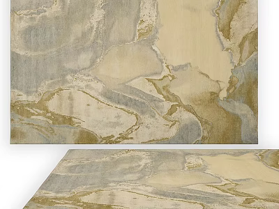 Modern Square Rug With Marble Pattern In Beige Gray And Gold Tones 3d model