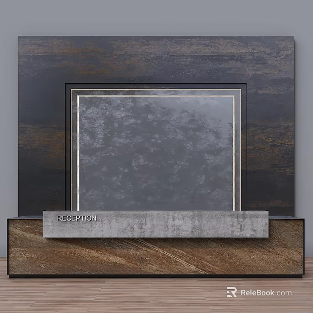 Elegant Decorative Ornament Set For Reception Area With Wooden Stand And Framed 3d model 