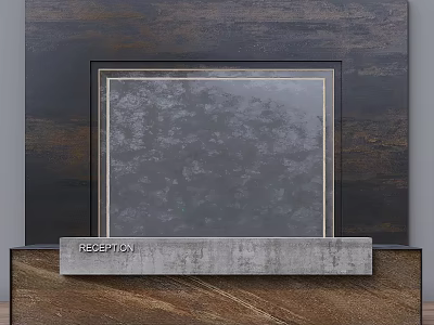 Elegant Decorative Ornament Set For Reception Area With Wooden Stand And Framed 3d model