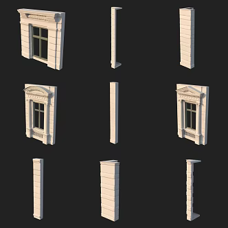 European-style wall panels, corner doors and windows 3d model