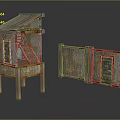 Weathered Wooden House With Sloped Roof Stairs And Exposed Weathered Plank Walls