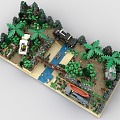 LEGO Toy Blocks Forest Scene Hunting Plants Trees Creek Rivers 3d model