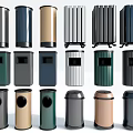 Public Trash Bins With Various Designs And Different Color Options For Public Areas