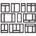 Various Classic Window Frame Designs With Different Grid Patterns And Structures 3d model