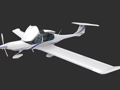 White Light Aircraft With Blue Stripes And Single Propeller Design 3d model