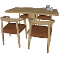 Modern Dining Table Set With Light Wood Top And Upholstered Chairs 3d model