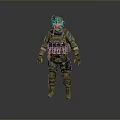 Military Game Movie Character In Camouflage Uniform With Tactical Vest Helmet And Gloves