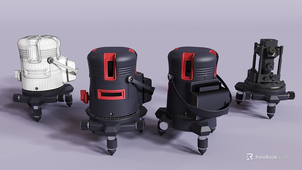 Professional Black Red Laser Levels With Multiple Models Stable Base And Accurate Measurement 3d model 