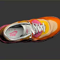 Vibrant Orange Pink White Sneakers With White Laces Air Cushion Sole And Mesh Upper