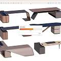Modern Desks With Geometric Shapes Diverse Structures And Functional Storage Designs 3d model