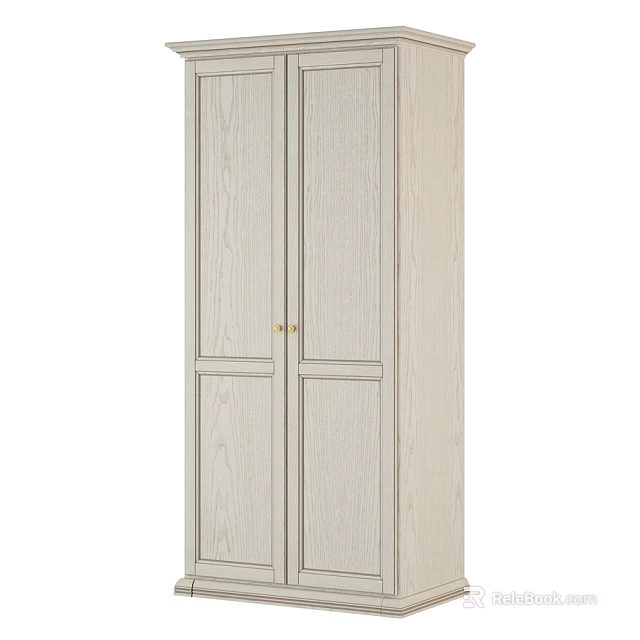 Modern Elegant Cabinet with Light Wood Finish and Golden Handles for Contemporary Home Decor 3d model 