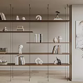 Modern Multi Layered Wooden Shelf Interior With Books Decorative Items And Sculptures