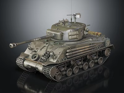 Military Tank With Weathered Armor Rotating Turret Metal Tracks And Antenna 3d model