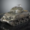 Military Tank With Weathered Armor Rotating Turret Metal Tracks And Antenna
