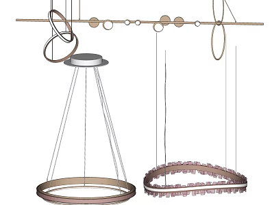 Modern Pendant Light With Multiple Circular Frames And Hanging Structure For Interior Design 3d model
