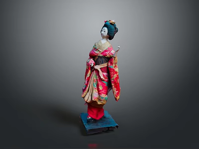 Traditional Japanese Geisha Kimono Costume With Colorful Patterns And Elegant Design 3d model