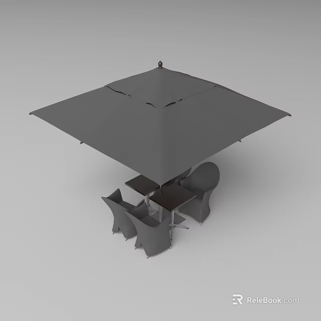 Outdoor Gray Square Canopy with Table and Chairs for Patio Dining Setup 3d model