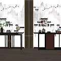 New Chinese style bar case end view table 3d model