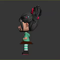 Game Movie Character With Black Hair Pink Bow Green Hoodie Brown Skirt Smiling Open Arms