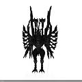 Black Mythical Creature Sculpture With Intricate Spiked Wings And Dark Details