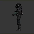 Tactical Armored Human Character 3D Model Standing With Military Gear And Helmet