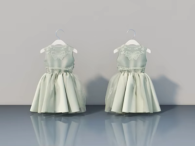 Modern Hinged Door Design With Light Green Fabric And Lace Details For Kids 3d model