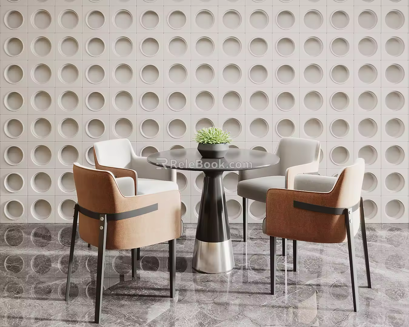 Modern leisure table and chair combination leisure chair combination 3d model