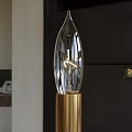Golden Chandelier With Candle Shaped Lights And Crystal Details For Elegant Interior