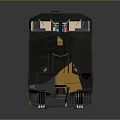 Black Train Locomotive 3D Model With Detailed Design And Yellow Front Details