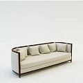 Contemporary Light Beige Multi Person Sofa With Wooden Frame And Multiple Soft Cushions 3d model