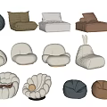 Single Sofa Collection Featuring Various Styles Different Colors and Modern Comfortable Designs 3d model