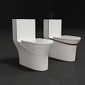 Modern White Toilets With Sleek Design And Brown Accent Strip Features