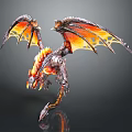 Exquisite 3D Fantasy Dragon Model With Silver Body Orange Red Wings And Flame Details
