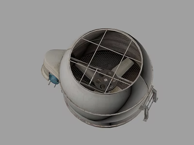 Industrial Equipment With Circular Design Metal Grid And Fan Blades For Ventilation 3d model