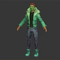 Men's Green Hooded Jacket Black T Shirt Blue Pants Stylish Outfit With Green Shoes